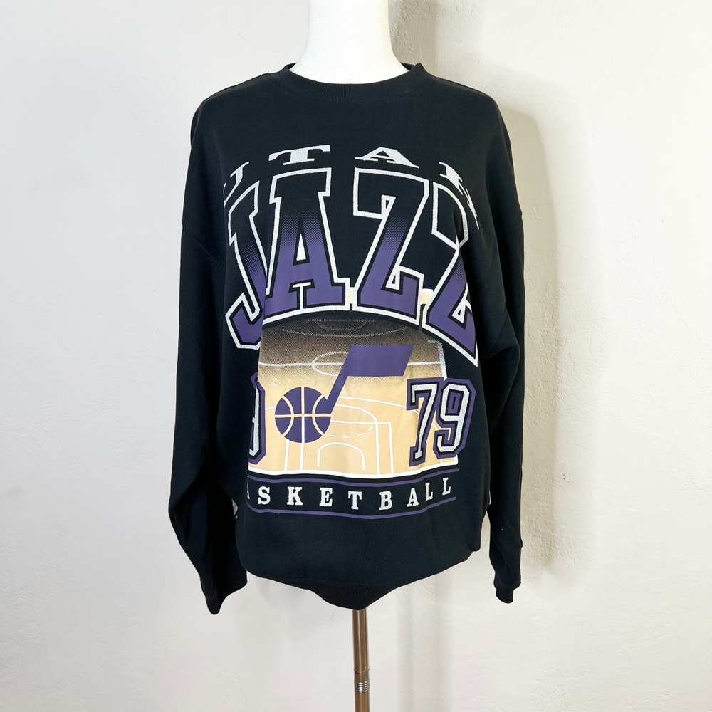 Utah Jazz Basketball 47 Brand Sweatshirt Womens Size Small Jet Black New NBA